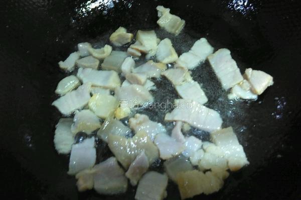 花菜炒咸肉的做法图解4