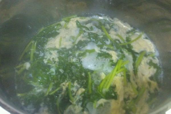 茼蒿蛋花汤的做法图解4
