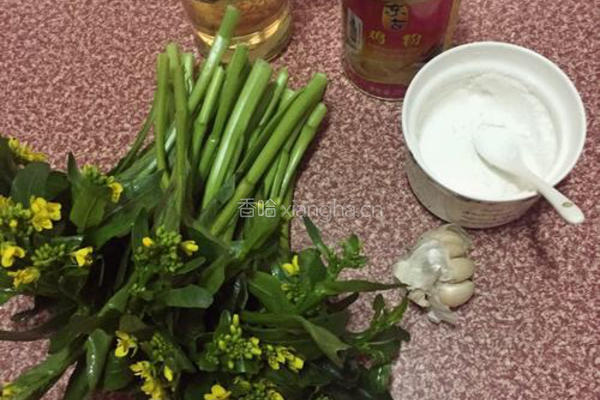 清炒油菜花的做法图解1