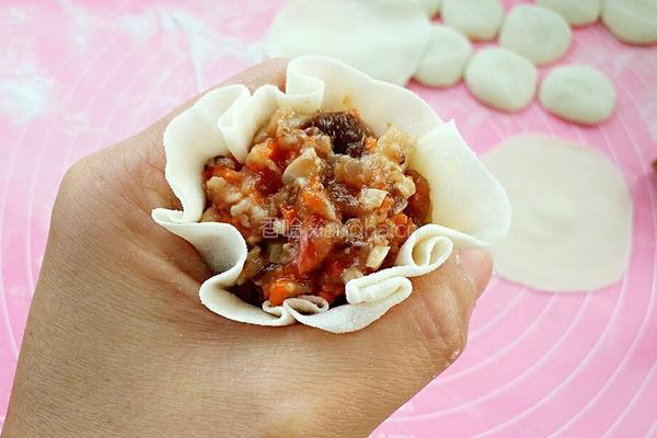 开口烧麦——香菇胡萝卜鲜肉馅的做法图解15