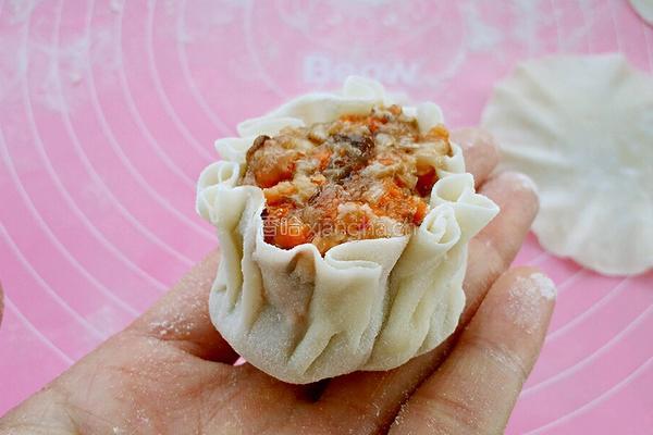 开口烧麦——香菇胡萝卜鲜肉馅的做法图解16