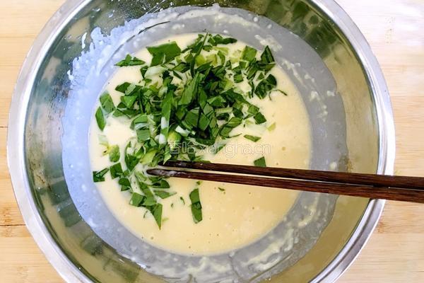 油菜鸡蛋饼的做法图解3