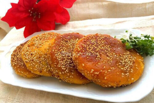 南瓜芝麻饼的做法图解15