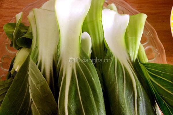 虾仁扒油菜的做法图解2