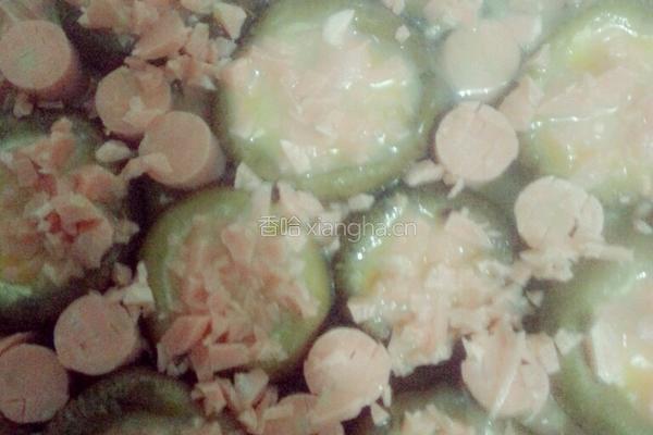 肉末香菇蒸鸭蛋火腿的做法图解9