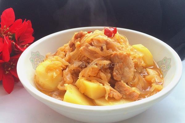 酸菜炖五花肉粉条的做法图解7
