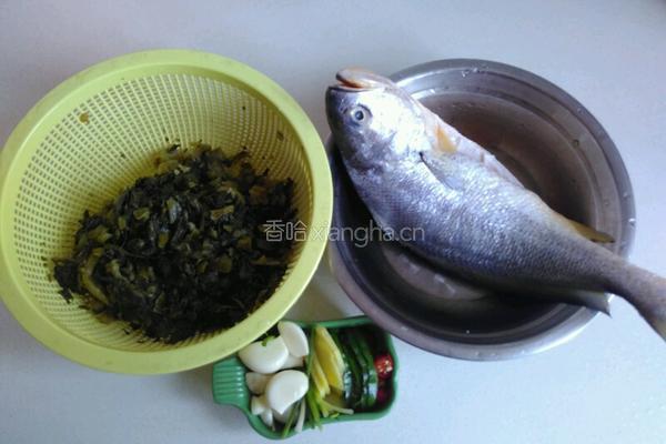 雪菜烧黄鱼的做法图解1
