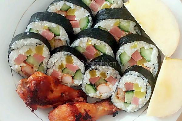 烤鸡紫菜卷的做法图解7