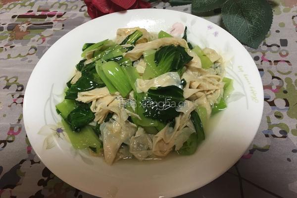 青菜炒豆腐皮的做法图解11