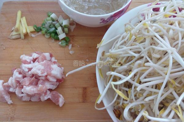 豆芽菜炒粉的做法图解1
