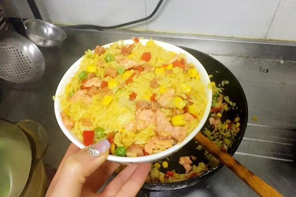 蒜香鸡肉咖喱炒饭的做法图解13