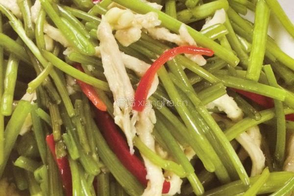 鸡肉丝炒茼蒿杆