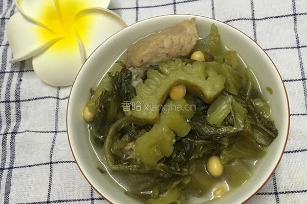 客家排骨咸菜苦瓜煲的做法图解6