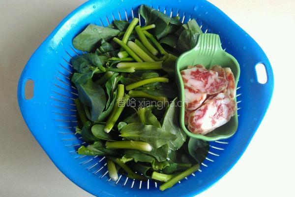 菜苔炒香肠的做法图解1