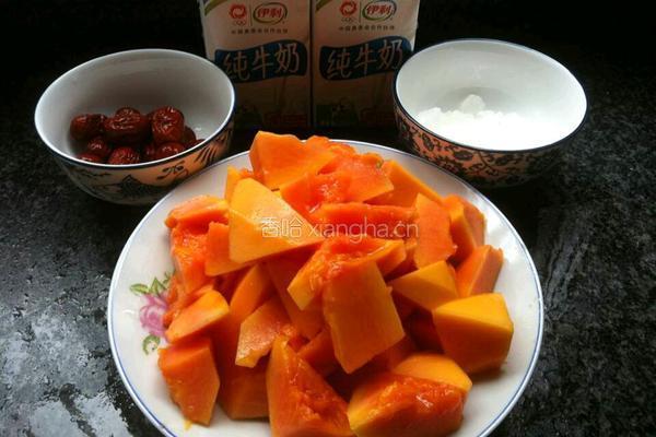 木瓜牛奶的做法图解3