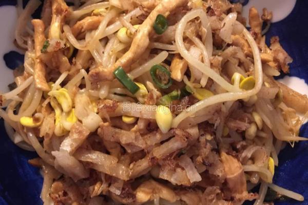 鸡丝黄豆芽炒饼的做法图解7