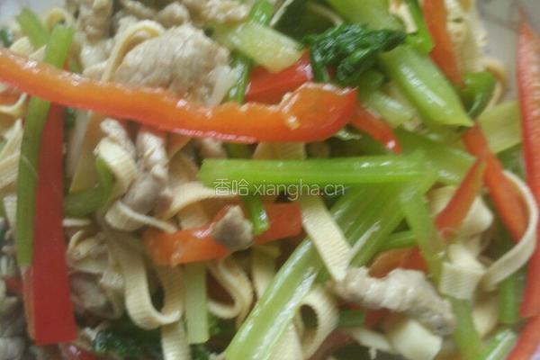 芹菜千张炒肉片的做法图解6