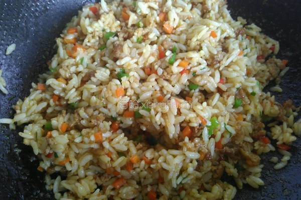 肉末彩蔬炒饭的做法图解9