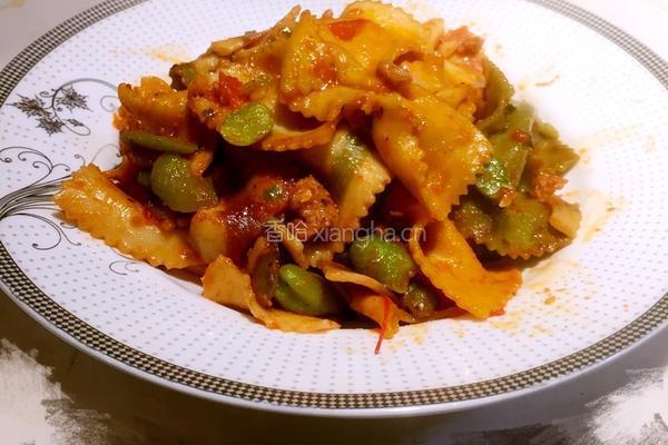 肉沫蚕豆鲜香蝴蝶面的做法图解10