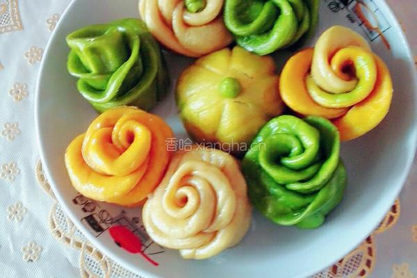 彩色蔬菜玫瑰花🌹馒头的做法图解7