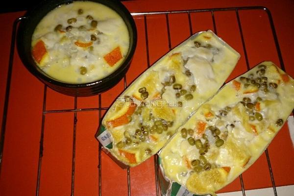 橙香绿豆花椰奶布丁的做法图解4