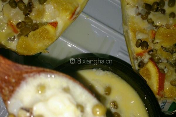 橙香绿豆花椰奶布丁的做法图解5