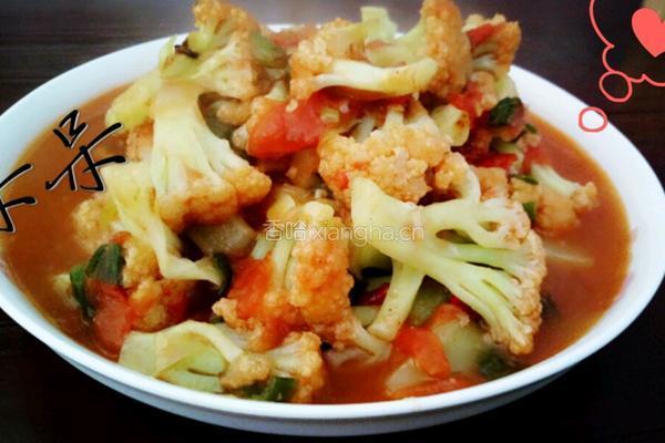西红柿炒花菜的做法图解7