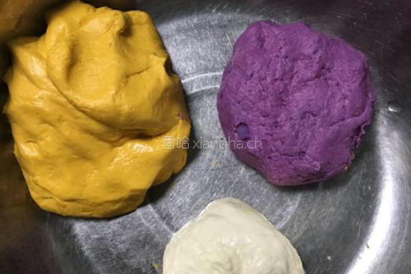 南瓜紫薯礼品豆沙包的做法图解4