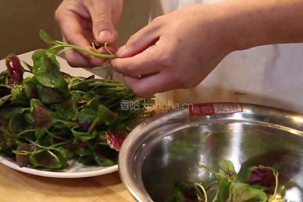 蒜子煮红苋菜的做法图解1