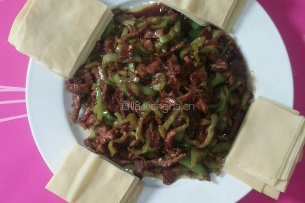 肉丝卷豆腐皮的做法图解4