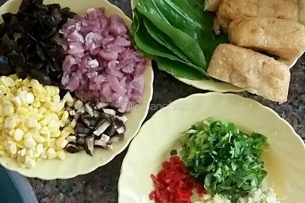 糯米酿豆腐菜包的做法图解3