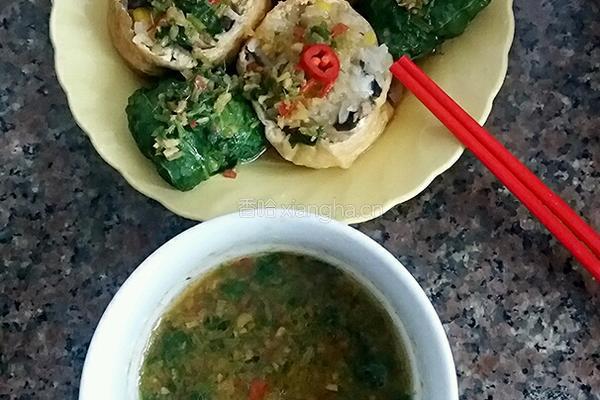 糯米酿豆腐菜包的做法图解7