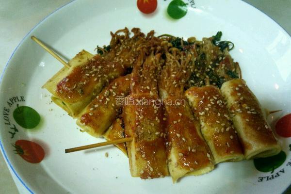 干豆腐卷金针菇