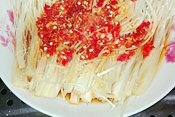 红美人蒸金针菇的做法图解4