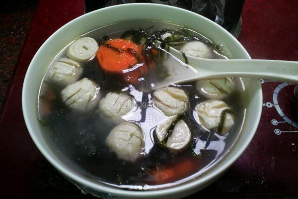 肉丸紫菜胡萝卜汤的做法图解8