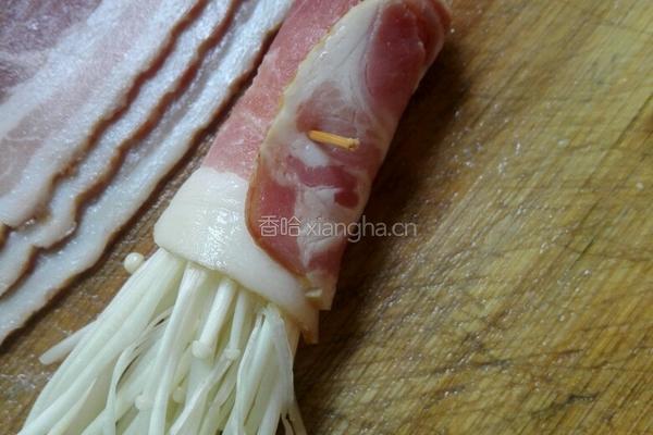 培根金針菇卷的做法图解4