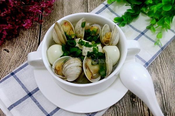 蛤蜊鹌鹑蛋豆腐羹的做法图解13
