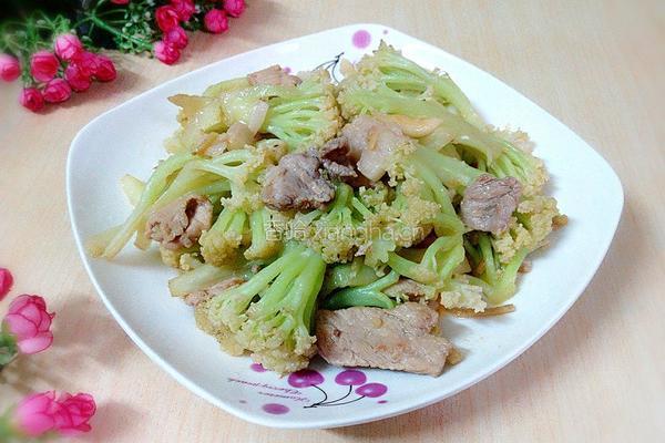 菜花炒肉的做法图解9