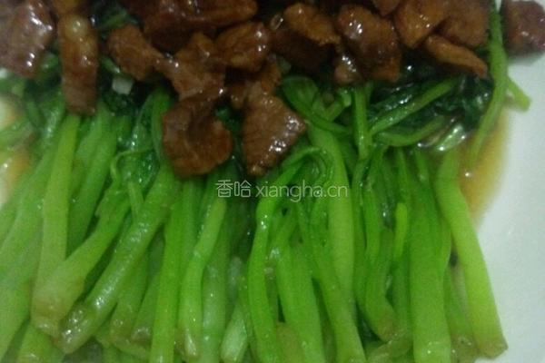 红烧肉浇汁小花菜
