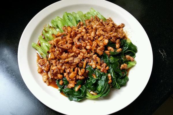 香菇肉末烧油菜的做法图解7