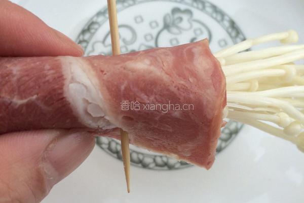 培根肉金针菇卷的做法图解4