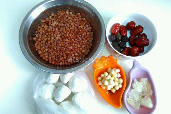 红豆红枣圆子汤的做法图解1