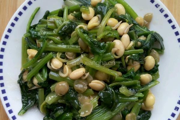 豆嘴炒菠菜