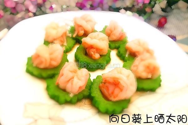 苦瓜酿虾球的做法图解6