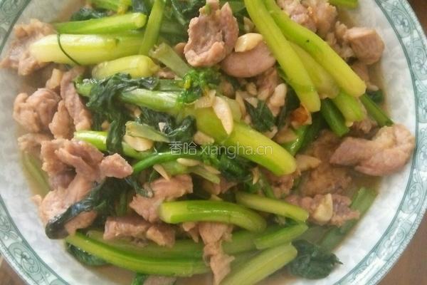 油菜炒肉片的做法图解7