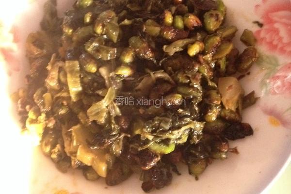 雪菜肉丝炒毛豆的做法图解5