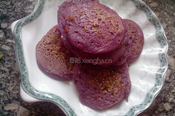 奶香杂粮紫薯饼的做法图解11