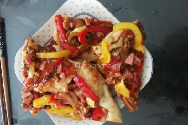 香菇肉沫火腿披萨的做法图解11