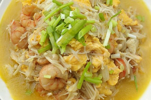 鲜之味（虾仁金针笨鸡蛋）的做法图解7