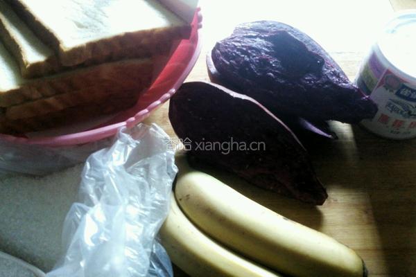 香蕉紫薯卷(吐司版)的做法图解1